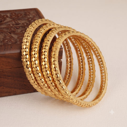 Beautiful antique gold plated bangle set for women ( set of 4 )