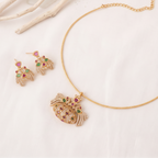 Elegant multicolor diamond antique gold necklace set