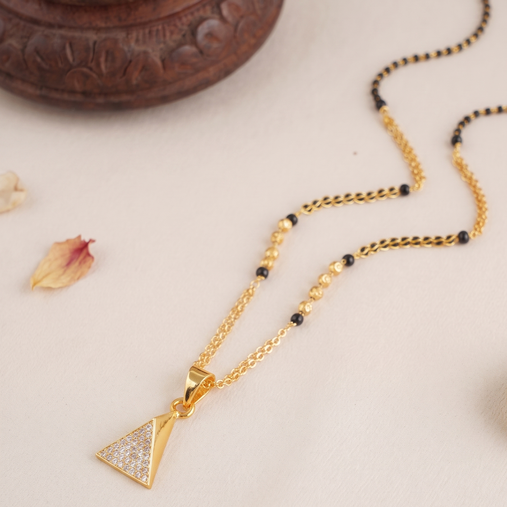 Cute diamond gold plated mangalsutra