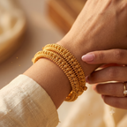 Amazing antique gold plain floral bangle set