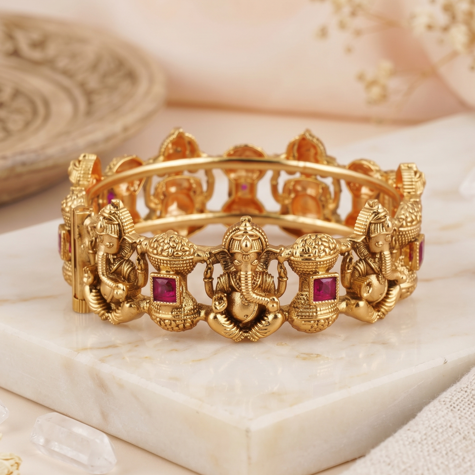 Antique gold finish Ganesh kada bangle