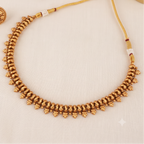 Delicate plain antique gold choker necklace set