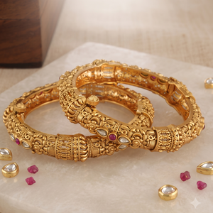 Amazing antique gold plated openable bangle set