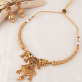 Beautiful antique gold elephant hasli necklace set