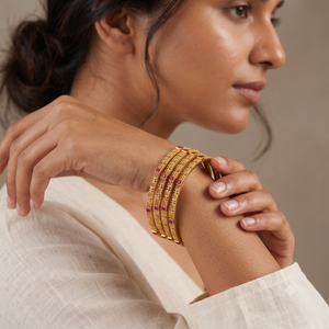 Elegant antique gold ruby stone bangle set ( set of 4)