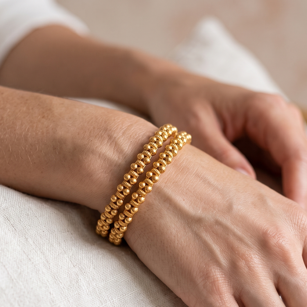 Stunning plain antique gold bangle set for women