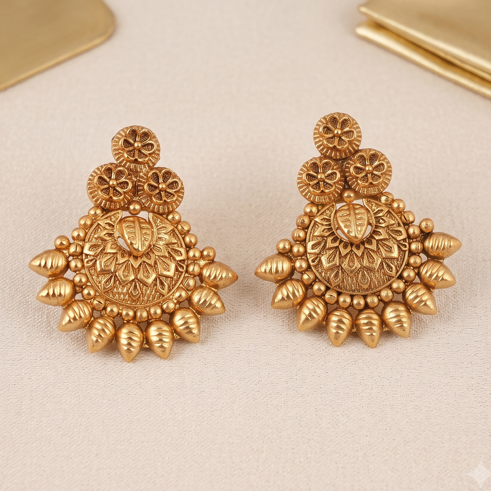Cute antique gold plated plain stud