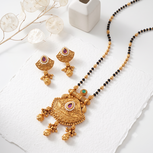 Beautiful antique gold royal chandrika mangalsutra set