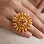Cute antique gold plated stone finger ring