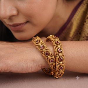 Gorgeous antique gold ruby bangle set