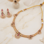 Stunning diamond multicolor gold necklace set