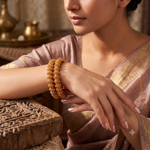 Beautiful plain antique gold intricate bangle set