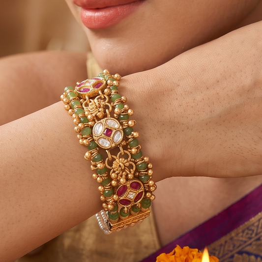 Stunning antique gold plated  multicolor bracelet