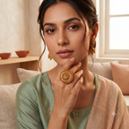 Cute antique gold plated radha krishna adjustable finger ring