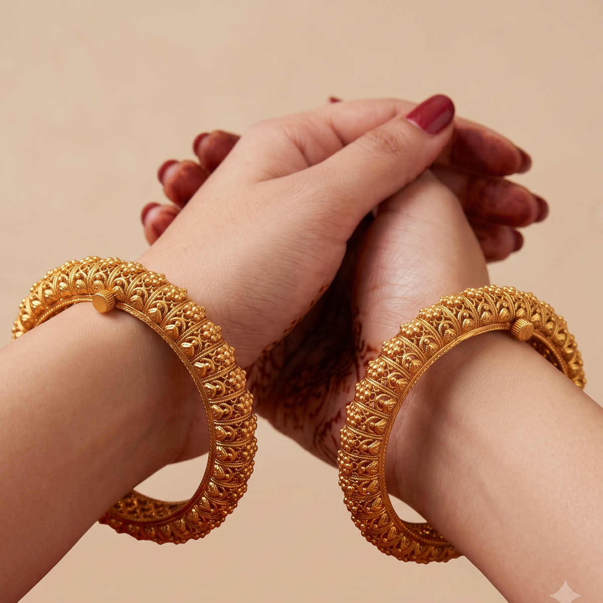 Beautiful antique gold floral bangle set