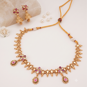Stunning gold high polish stone neckalce set