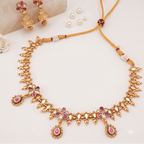 Stunning gold high polish stone neckalce set