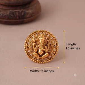 Cute antique gold lord ganesh finger ring I Temple Jewellery