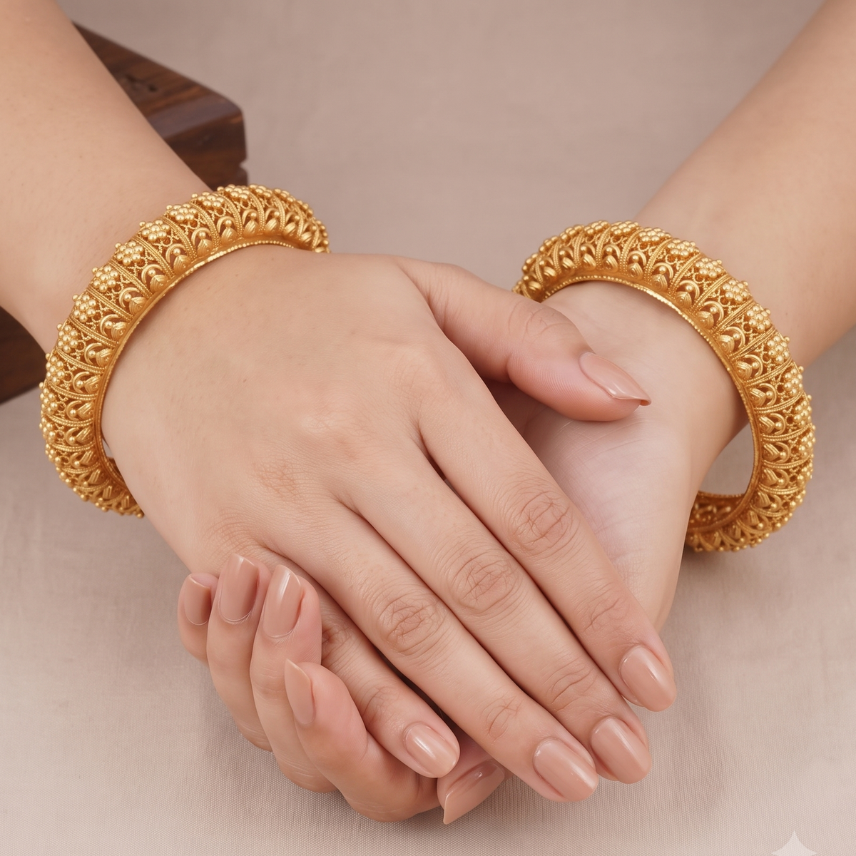 Beautiful antique gold floral bangle set