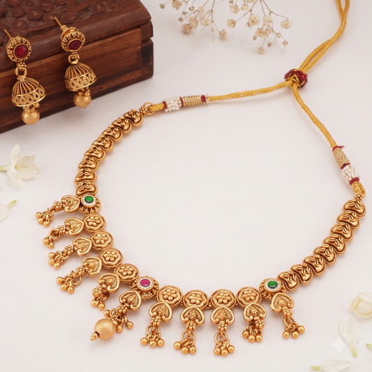 Stunning antique gold ball necklace set