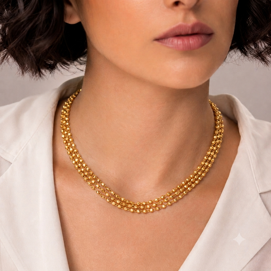 Elegant three layer antique gold plated chain