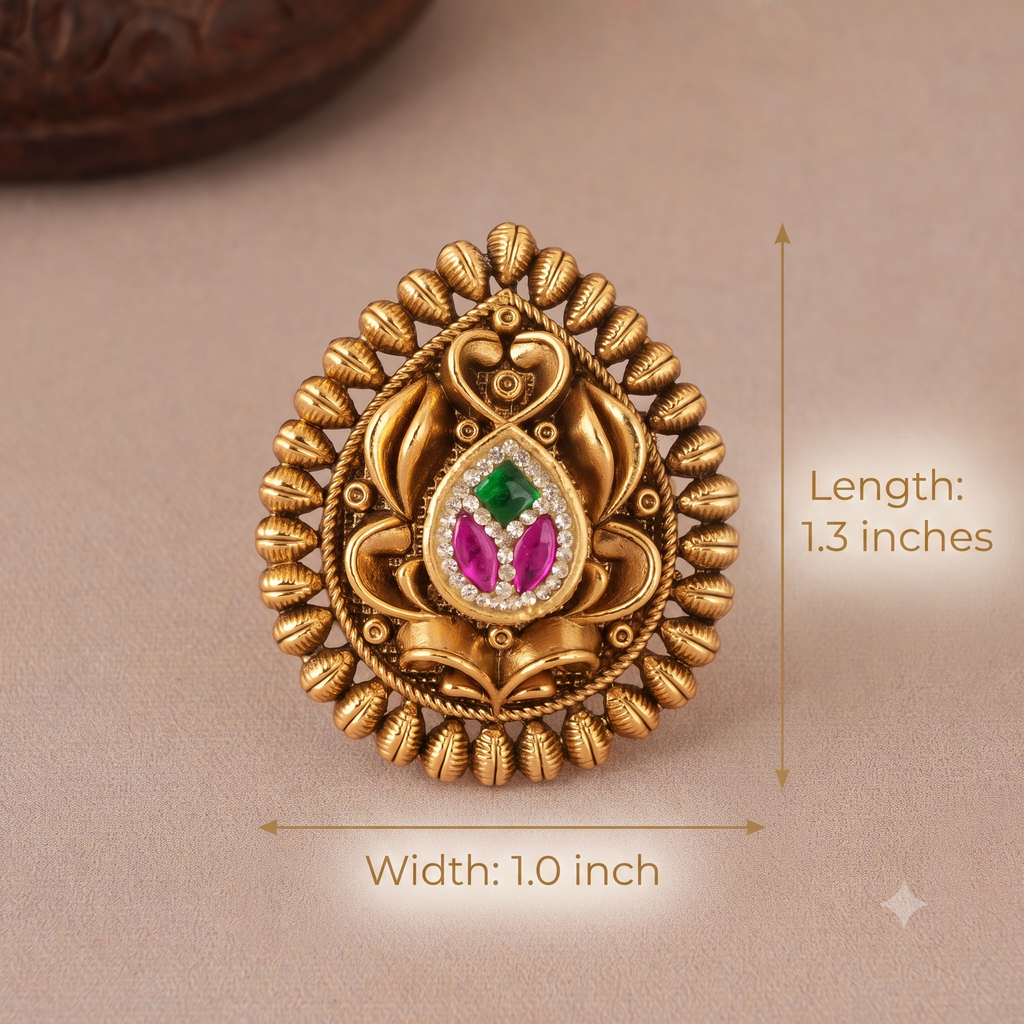 Gorgeous antique gold multicolor finger ring