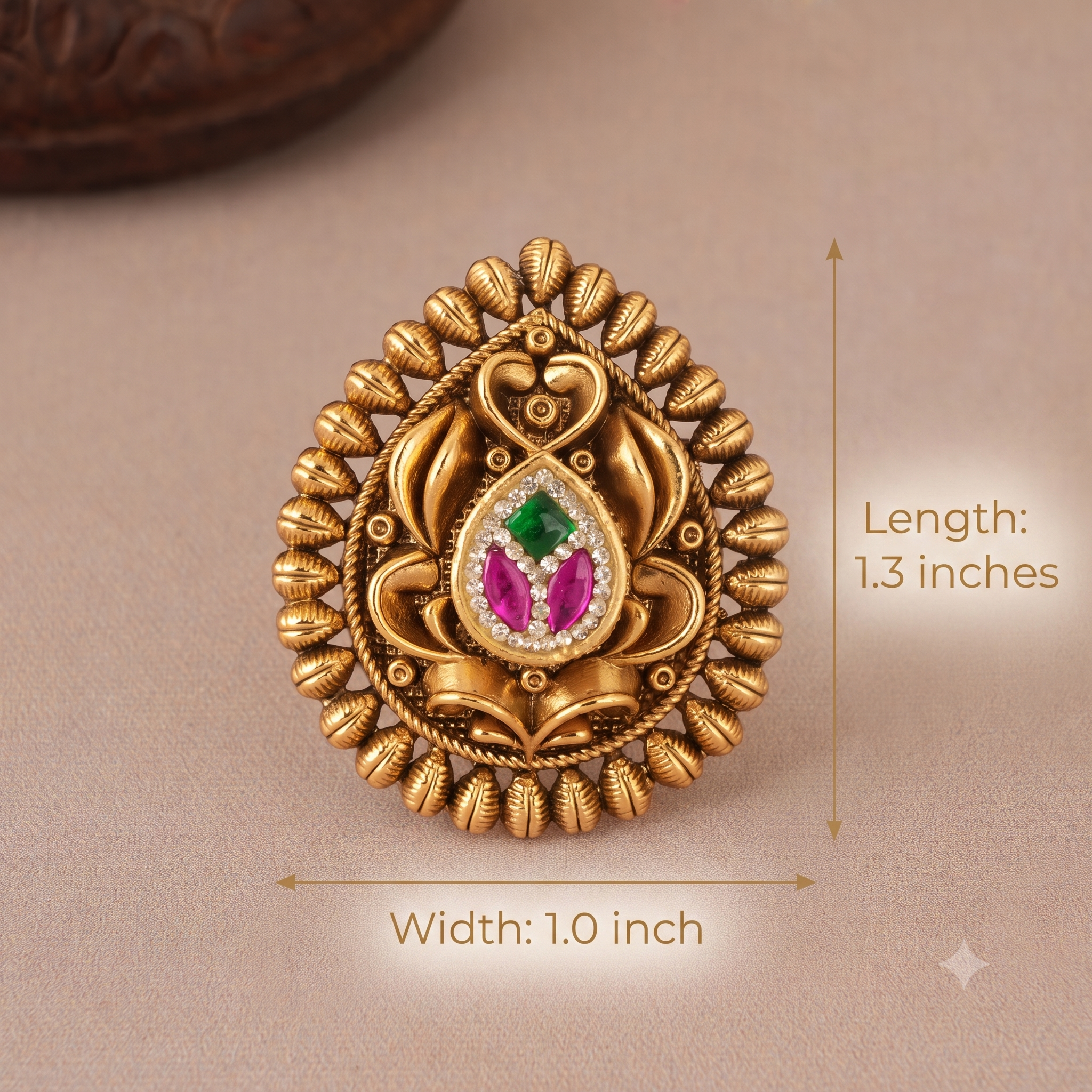 Gorgeous antique gold multicolor finger ring