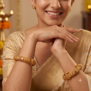 Amazing antique gold plated openable bangle set