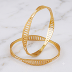 Spiral dual tone gold plated bangle set