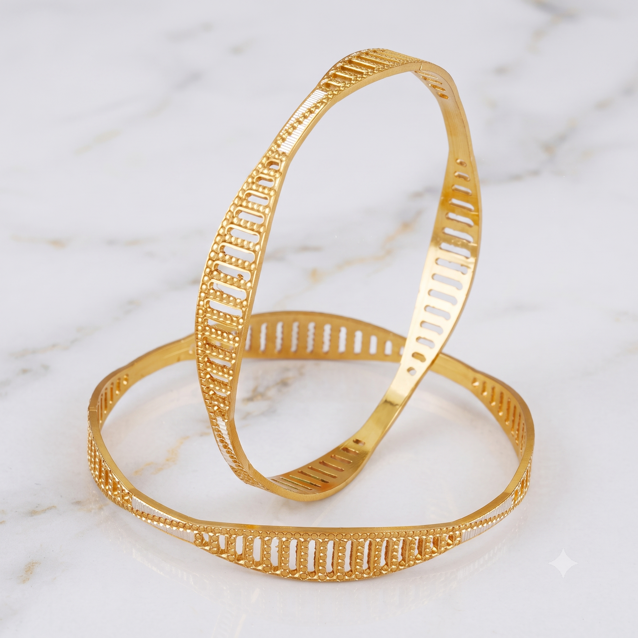 Spiral dual tone gold plated bangle set