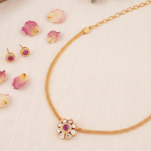 Floral kundan gold plated necklace set