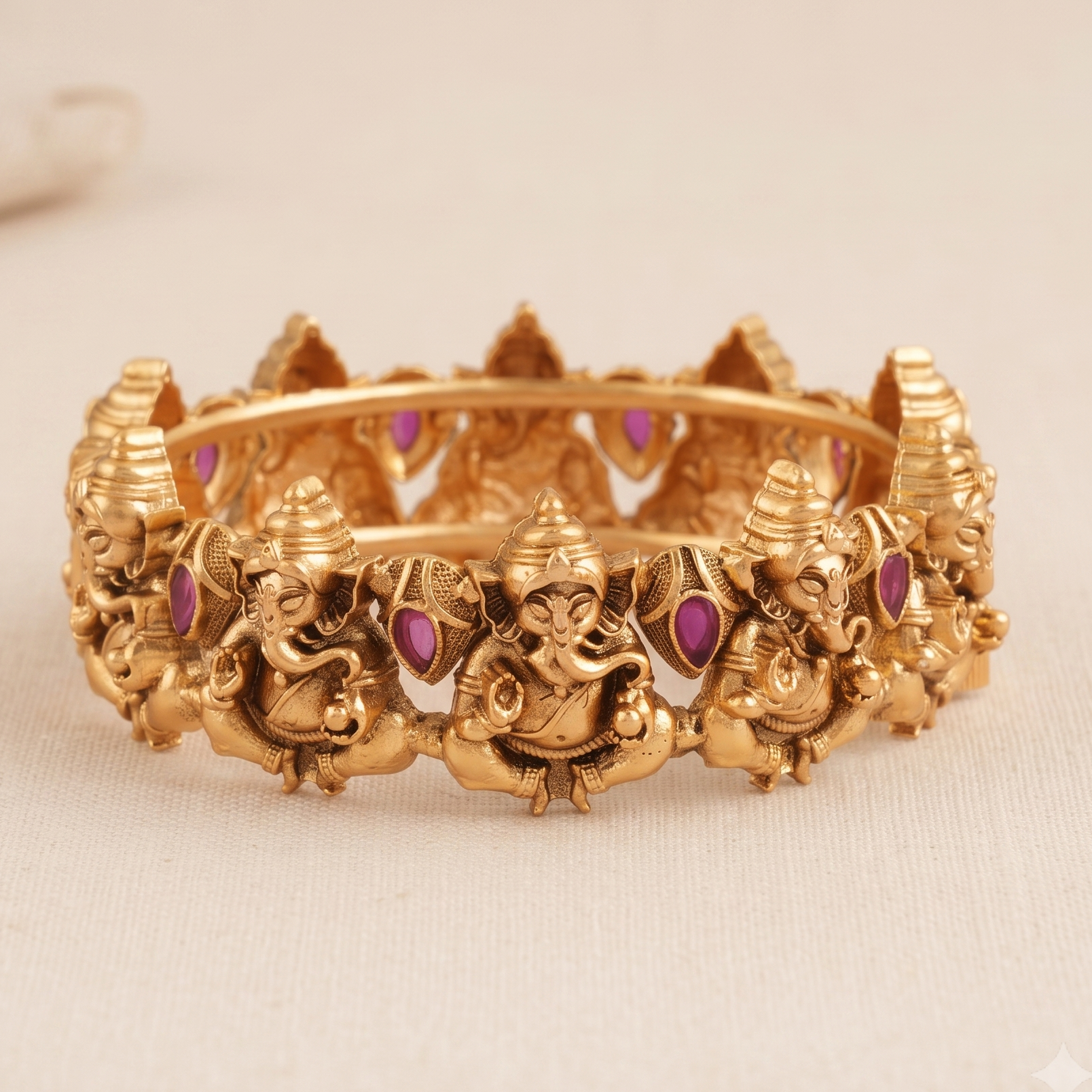 Auspicious antique gold ganesh maharaaj kada I Temple Jewellery