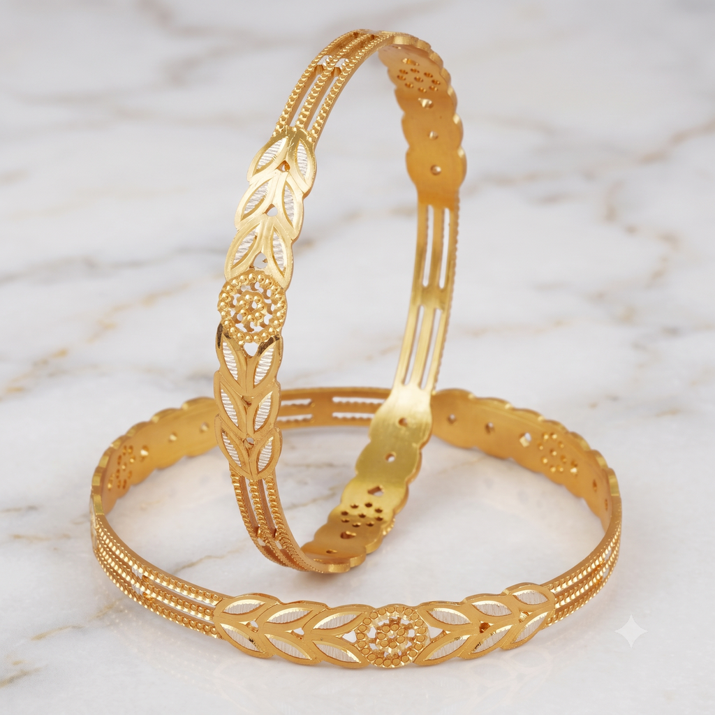 Elegant dual tone gold plated bangle set