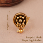 Elegant sleek floral antique gold finger ring