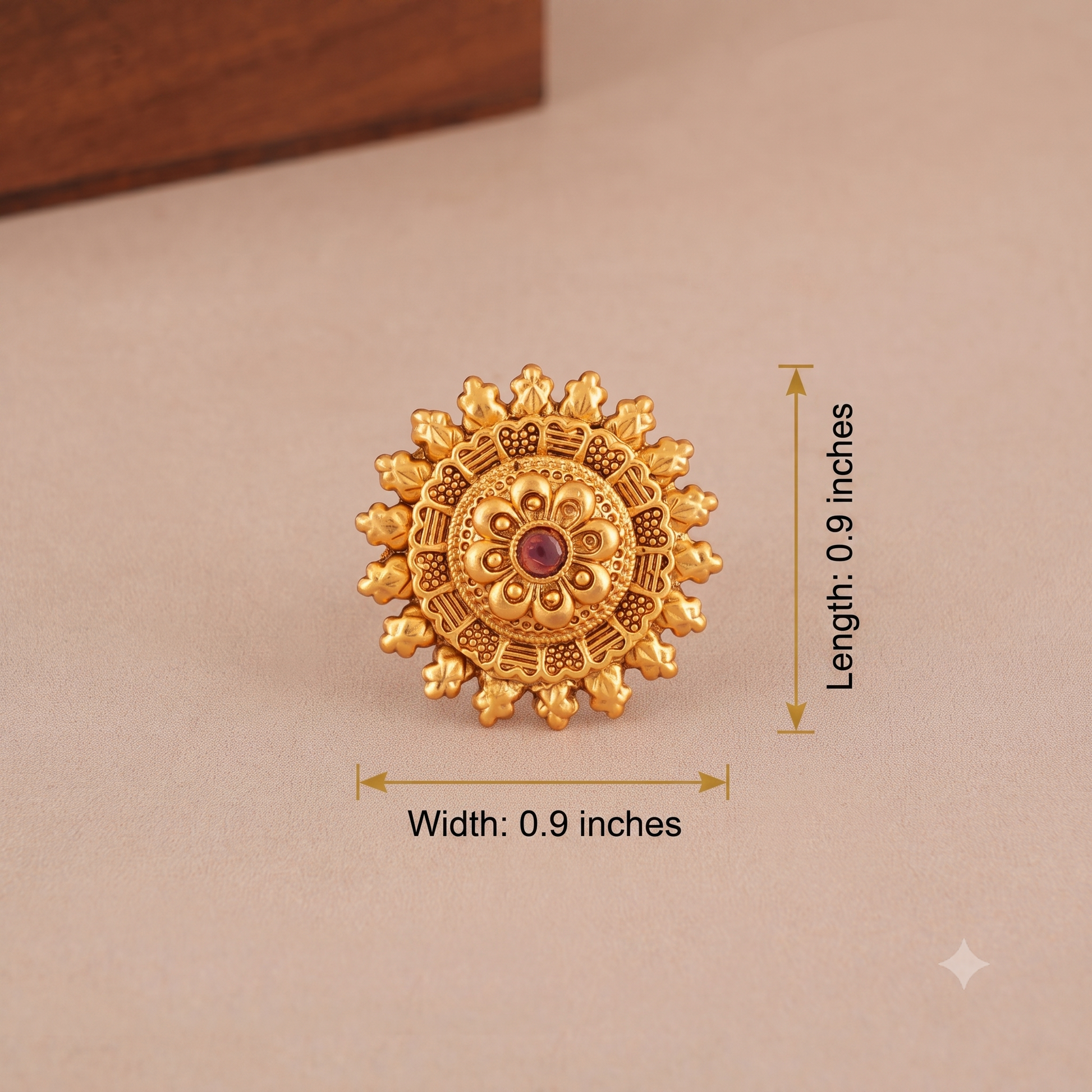 Cute antique gold plated stone finger ring