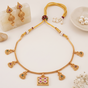 Suhana antique gold charm necklace set