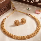 Elegant antique gold oval shaped necklace set