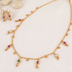 Elegant sleek multicolor stone string necklace set