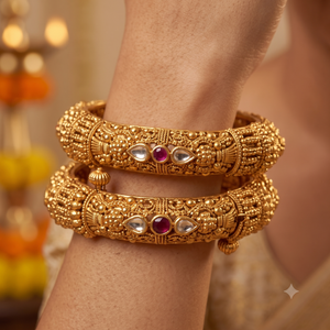 Amazing antique gold plated openable bangle set