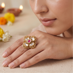 Beautiful kundan antique gold finger ring
