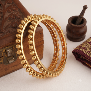 Plain antique gold ball bangle set