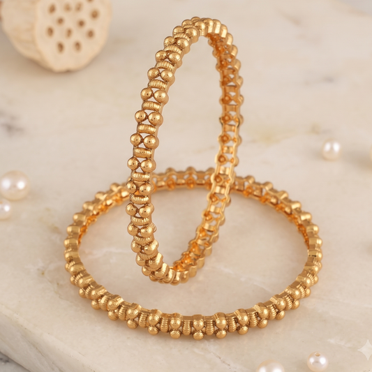 Stunning plain antique gold bangle set for women