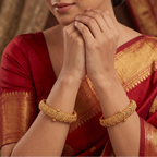 Stunning plain broad gold bangle set