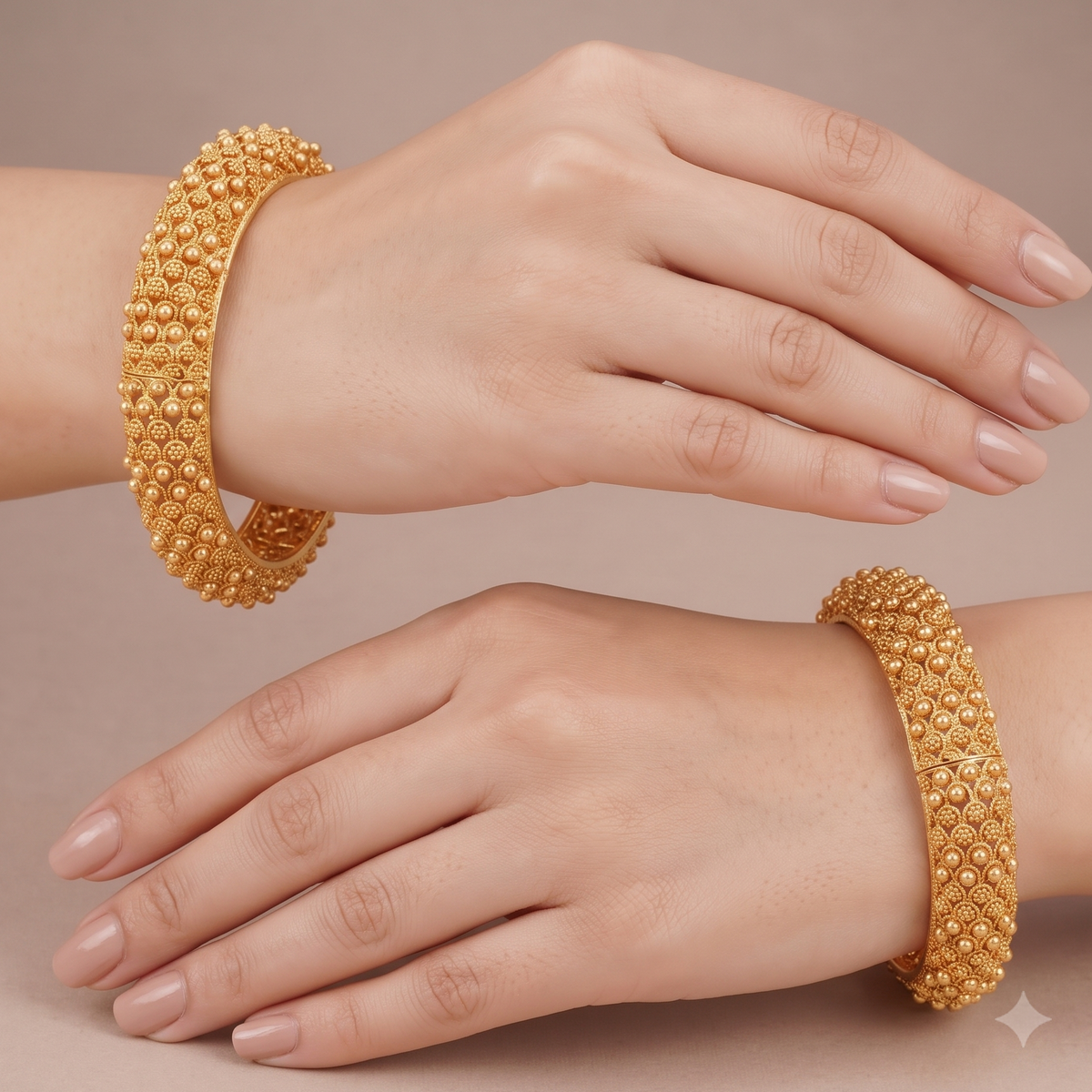 Stunning antique gold kada bangle set
