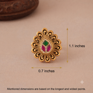 Stunning antique gold multicolor stone pear shape finger ring