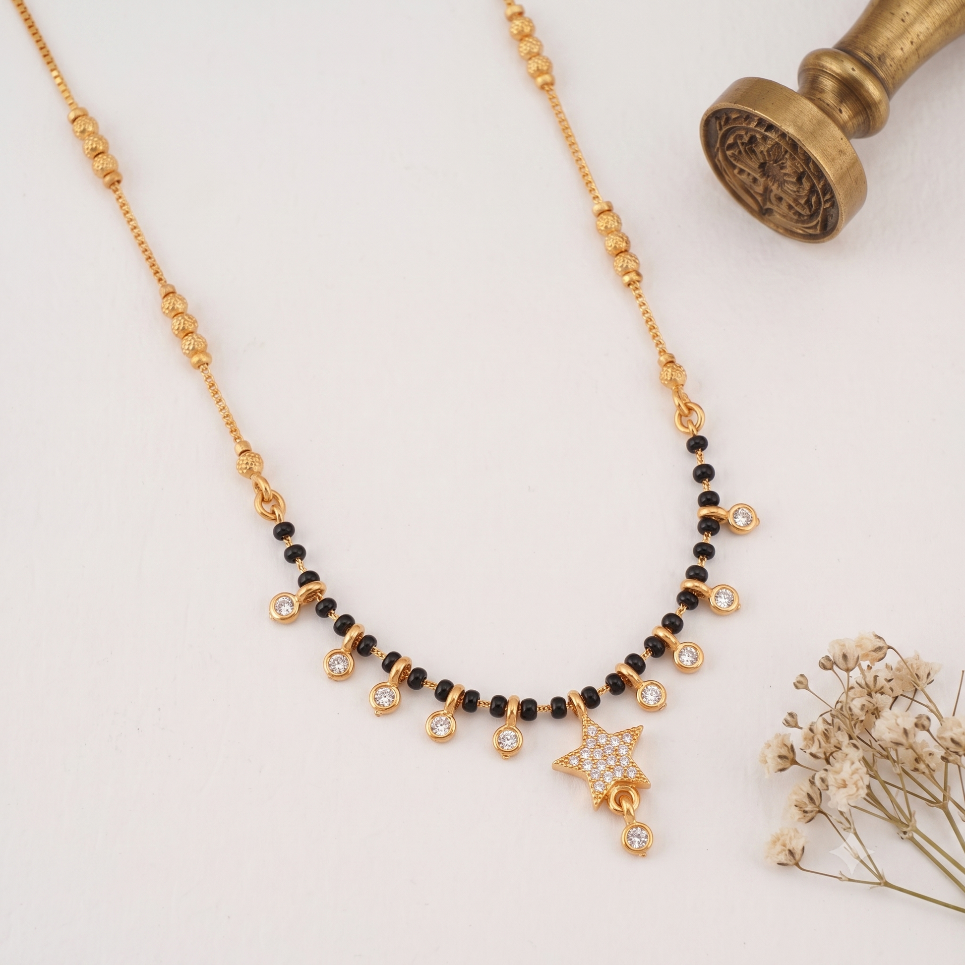 Cute diamond drop gold plated mangalsutra