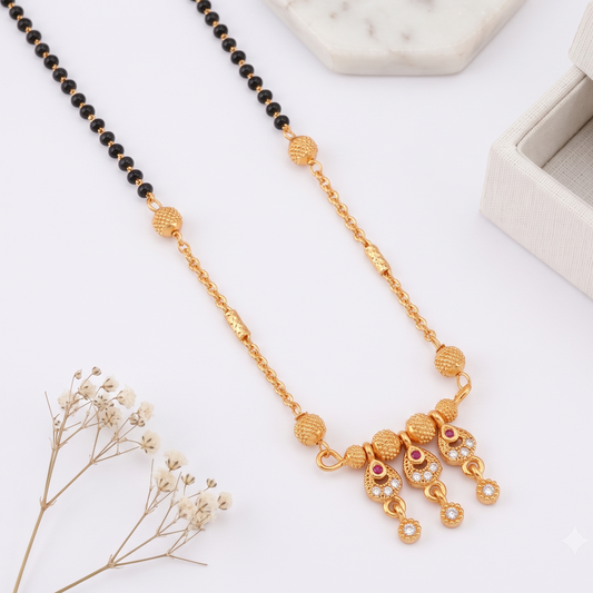 Sleek gold ball plated diamond mangalsutra