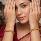 Stunning stone gold bangle set