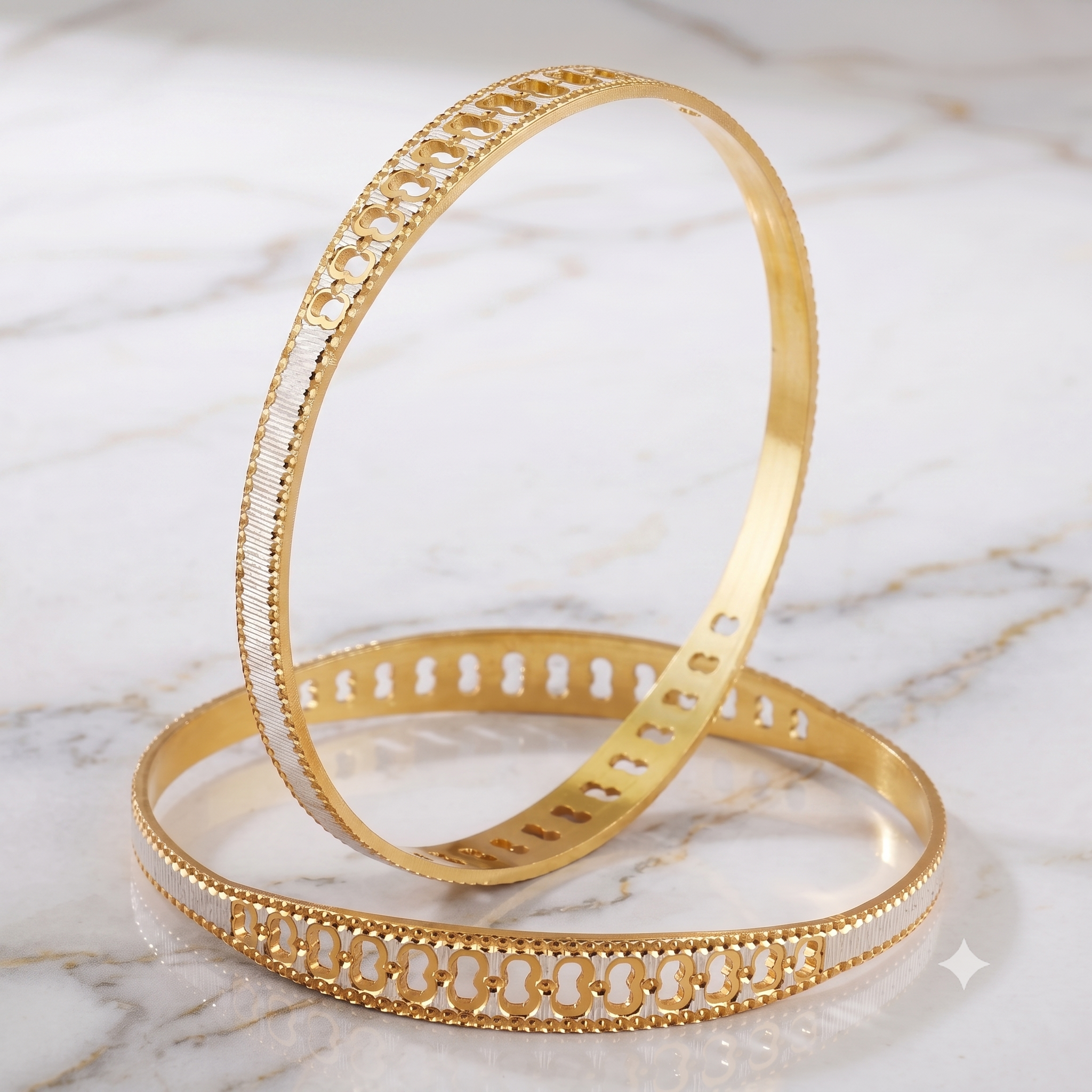 Beautiful gold plated dual tone bangle set