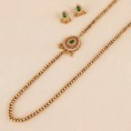 Stunning antique gold side brooch mala necklace set